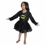 Kaku Fancy Dresses Polyester Bat Super Hero Costume For Girls-Black, 3-4 Years, For Girls