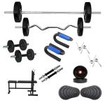 Body Tech Iron 55 Kg Home Gym Combo With 3-In-1 Multi Weight Bench, 4 Rods Fitness Kit