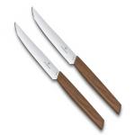 Victorinox Swiss Modern Butcher's Knife, Stainless Steel Steak & Pizza Knife, Walnut, 12 Cm, Swiss Made