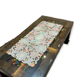 MONKDECOR Beautiful Tissue Cutwork Design Center Table Runner (Size-15x33 Inches) Design-022 Brown