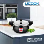 UCOOK Smart 3 in 1 Black Hard Anodised Aluminium Induction Pressure Cooker with Outer Lid 5 L