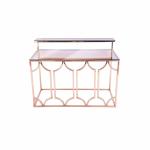 HN HUES Gold Stainless Steel Gatsby Console Table With Glass Top For Hallway Entry