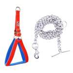 Rovadik No-Pull Safety Padded Dog Harness with Chain Leash Combo Set Suitable for Large Dogs German Shephard, Boxer, Golden Retriever, Labrador Retriever, Rottweiler, Dalmatian, Doberman (Red, Large)