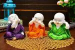 Beckon Venture Polyresin Handcrafted Laughing Buddha Statue (Set of 3)