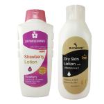 BUYMOOR Dry Skin With Vitamin A & E And Dr Wellmans Strawberry Deep Nourishing Skin Brightening Body Lotion Men & Women 1300 Ml(Pack Of 2) .