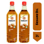 Pinkcity Wellness 2L Wooden Cold Pressed Sesame Oil | Til Oil | Gingelly Oil | (Pack of 1 Ltr x 2)