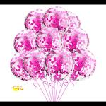 SV Traders Pink Confetti Latex Balloons 12 Inches Pre Filled Confetti Pack Of 10 Pcs+Balloon Curling Ribbon(1) For Balloon Garland, Helium/Normal Balloons For Birthday Decoration In Girls, Boys, Kids Parties Theme Balloon