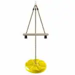 REZNOR Disc Swing for Kids, Swing Set Accessories, 7FT Height Adjustable Gym Monkey Bars, Tree Swing for Backyard, Yellow