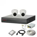 CP PLUS 4 Channel HD DVR 1080p, Indoor Wired Camera 2.4 MP 2Pcs, 500 GB Hard Disk, Full Combo Set, White
