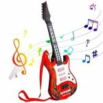 Gooyo Rockband Guitar Rock Band Music Toy for Kids Musical Instrument Learning Lights Pre Installed Sound Beginner Friendly Strings Red Black Battery Operated 3D Lighiting Effects