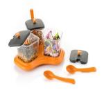 RAGHAV SUPER SHOPPE Dining Table Stand 3 Pcs Pickle Jar Spice Tray Spoons Virgin Plastic Kitchen Storage Container-A4