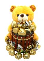 Rich'U Chocolates - Chocolate Gift Pack Combo - Soft Teddy Bear Pen-Stand (1 Pc) with Chocolates (12 Pcs)