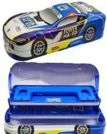 NXSVAA CAR Pencil box FREE 1 UNICORN ERASER Double Layer Metal Pencil Case for Kids Boys, Geometry Box for Students (Multicolor}