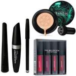Beauzy Makeup Combo with foundation, Red 4in1 Liquid Lipstick and 3in1 Mascara Set