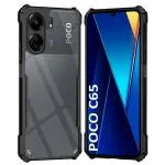 Fashionury Ultra-Hybrid Crystal Clear Back Cover Case for Poco C65 | Shockproof Design | Total Camera Protection | Transparent Back (PC & TPU) Poco C65 (Black Bumper)
