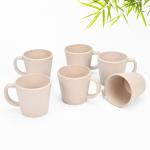 Eha Set of 6 Earth-Friendly Majestic Coffee Mug |375 ml|Made with Rice Husk & Bamboo Fibers|Microwave Safe|Hot & Cold Coffee Cup, Milk & Tea Cup |Matte Finish Mugs for Coffee |Sandcastle