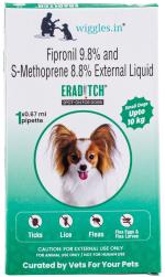 Wiggles Eraditch Spot on for Dogs Fleas Ticks Remover Treatment Drops, 0.67ml - Lice Prevention Heartworm Control Eliminator Medicine Small Dogs (Upto 10kg)