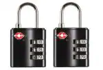 Inditradition TSA Approved 3-Digit Combination Luggage Lock for Suitcase & Baggage (Black) - Pack of 2