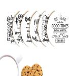 CLAWCRAFTS Set of 6 Best Friends Make A Good Times Coasters with Holder Unique Designs Square with Holder Coasters for Dining Table, Coaster for Home Decor, Coaster for Office Table, Coaster Gift Set