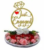 THE BRIDE MADE Wood Engagement Ring Tray Ring Holder Platter, Red _