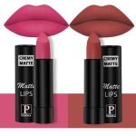 PERPAA Creamy Matte Lipstick Combo Set Of 2 Bright Long Stay Intense Color 3.5gm Each|Pink Fusion,Rust Orange