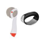 FIRST FRONT Stainless Steel Apex Pizza Cutter With Stainless Steel New Garlic Press Rocker |Garlic Crusher and (Multicolour, Pack of 2)