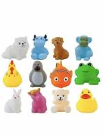 COCORIO Baby Squeeze Sound Bath Toy Colourful Chu Chu Set of 12 Pcs Mix Animal Shape Toy