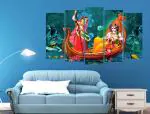 KYARA ARTS Multiple Frames Beautiful Radha Krishna Wall Painting for Living Room Home decor, Bedroom, Office, Hotels, Drawing Room Wooden Framed Digital Painting (50inch x 30inch)07