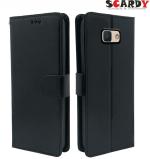 SCARDY SAMSUNG GALAXY J7 PRIME BACK COVER / LEATHER FLIP COVER / BLACK COLOR