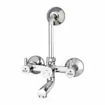 Rocio UNO Eco Brass Wall Mixer for Bathroom 2 in 1 with 12.5 cm Long Bend Pipe, Wall Mounted Hot and Cold Water Mixture Tap for Bathroom