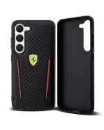 CG MOBILE Ferrari Galaxy S23 Plus Case [Official Licensed] PU Carbon Case with Contrasted Edges Protective Case/Cover Designed for Galaxy S23 Plus/Galaxy S23+ 5G (6.6 -inch) 2023 - Black