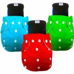 Babymoon Red Blue Green Reusable Cloth Diapers With Insert 6 pcs