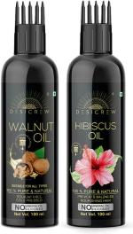Desi Crew Walnut and Hibiscus Hair Oil for Skin, Body and Hair Care 100 ml Each