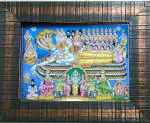 Framtastic Unique Picture of Lord Vishnu with Laxmi and Various God Painting Square Photo Frame Small
