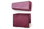 The Furnishing Tree Waterproof Split AC Cover Set for Daikin FTE60 1.8 ton Indoor & Outdoor Unit PVC Check Maroon