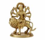 Kartique Personification Brass Maa Durga Sitting On Lion Idol - 4.5 inch
