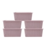 SELVEL Polypropylene Multipurpose Storage Baskets , Set of 5 with Lid (Purple, Large)