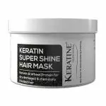 KERATINE PROFESSIONAL Keratin Super Shine Mask 500ml | Infused with Keratin and Wheat Protein for Dry damaged and Chemically Treated Hair | Sulphate and Paraben Free | Made in India (500 ml)