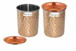 Prisha India Craft Hammered Design Copper Steel Glass,250ml, set of 2