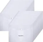 Shining Zon A4, FS, Legal Size Envelope Document Certificates Bag Clear Holder Storage Case Snap Button File Folder Clear Plastic Container for Papers Stationery (Pack Of 5)