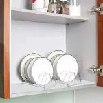 FINE ARTS Dish Plate Storage Square Plate Rack/Plate Stand Dish Stand/Lid Holder Utensil Rack for Kitchen/ 6 Sections with Anti-Rust Plate Stand for Kitchen Cabinet/Kitchen Rack and Holder (Pack of 1)