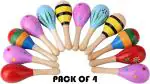 Grest Non Toxic Wooden Maracas Sound Rattle Shakers For Babies and Infants ( 4 Pcs )
