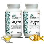 LA NATURE'S WE CARE YOUR HEALTH Cod Liver Oil 300 Mg | Pack Of 2 | Rich Source Of Natural Vitamin A & D | Support Brain Function, Joint Pain & Eye Vision | 60 Softgel Capsules Each Bottle