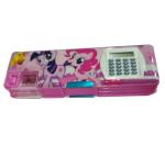 HALO NATION Purple Horse Pencil Box With Calculator And Dual Sharpener -3 Pcs