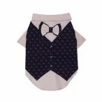 Lulala Dog Wedding Suit Dear Printed Shirt Bow Tie Outfit for Dogs & Cats (XXL, Pink-Blue)