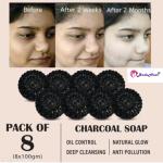 BADA HAIR Activated Charcoal Soap for skin whitening, Treat Oily Skin Pack of 8