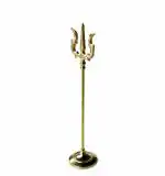 ZIAON Traditional Brass Trishul with Stand for Pooja Room for Protection (Gold, 18 X 3 inch)