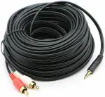 JAMUS 3.5 mm Jack Stereo Audio Aux Male to 2 RCA Male Cable for Smartphone, Black (10 Meter)