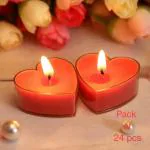 Shraddha Creation Acrylic Heart Shape Scented wax T-light Candle,Red,Set Of 24