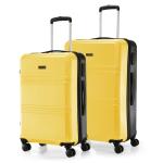 Stony Brook by Nasher Miles Grid Hard-Sided Polycarbonate Luggage Set of 2 Yellow Black Trolley Bags (65 & 75 cm)